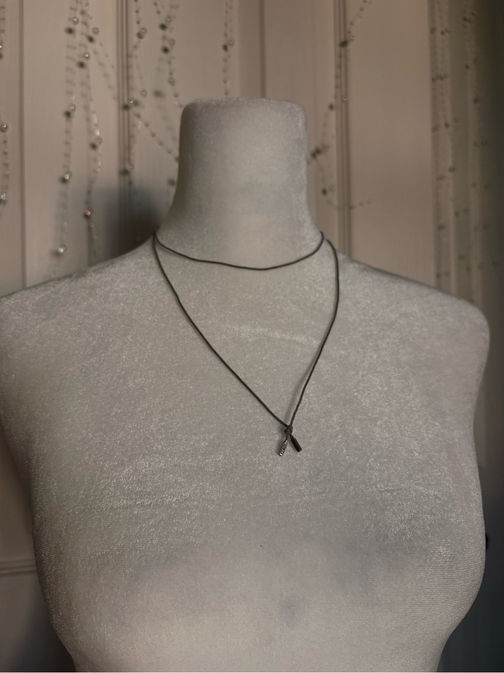 Pandora grayish- blue Double-Layer Necklace with Cross Charms